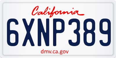 CA license plate 6XNP389