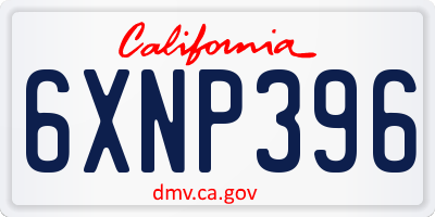 CA license plate 6XNP396