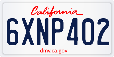 CA license plate 6XNP402