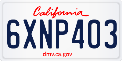 CA license plate 6XNP403