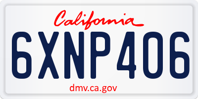 CA license plate 6XNP406
