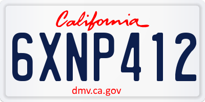 CA license plate 6XNP412