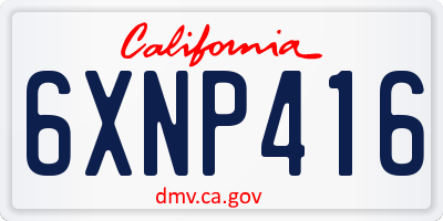 CA license plate 6XNP416