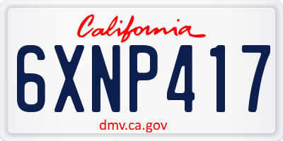 CA license plate 6XNP417