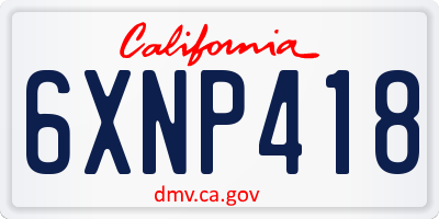 CA license plate 6XNP418