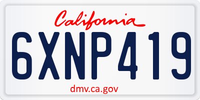 CA license plate 6XNP419