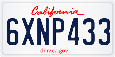 CA license plate 6XNP433