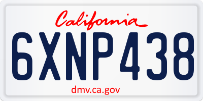 CA license plate 6XNP438