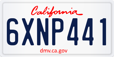 CA license plate 6XNP441