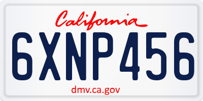 CA license plate 6XNP456