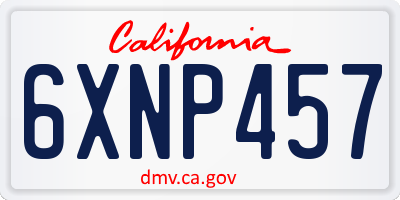 CA license plate 6XNP457