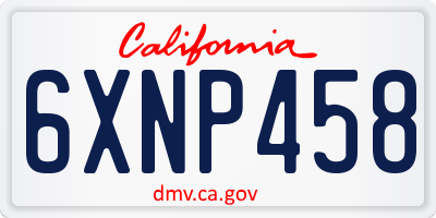 CA license plate 6XNP458