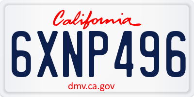 CA license plate 6XNP496