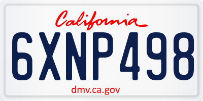 CA license plate 6XNP498