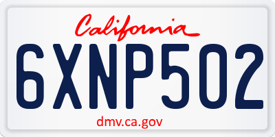 CA license plate 6XNP502