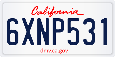 CA license plate 6XNP531