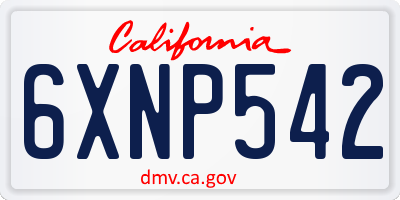 CA license plate 6XNP542