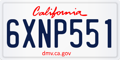 CA license plate 6XNP551