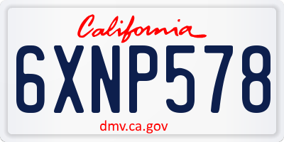 CA license plate 6XNP578