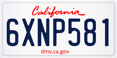CA license plate 6XNP581