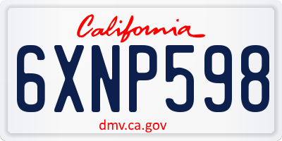 CA license plate 6XNP598