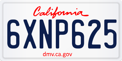CA license plate 6XNP625