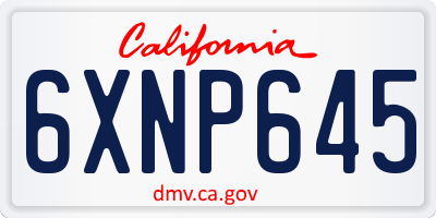CA license plate 6XNP645