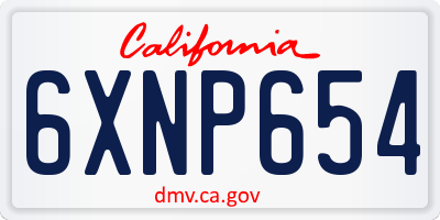 CA license plate 6XNP654