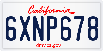 CA license plate 6XNP678
