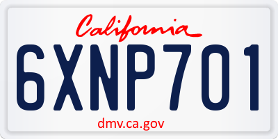 CA license plate 6XNP701