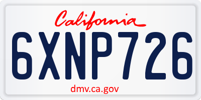CA license plate 6XNP726