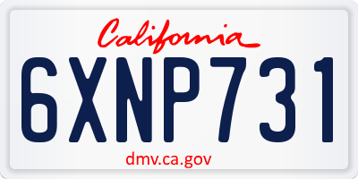 CA license plate 6XNP731
