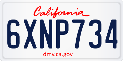 CA license plate 6XNP734