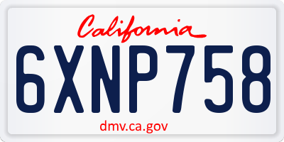 CA license plate 6XNP758