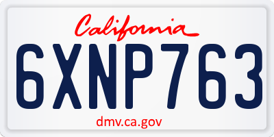 CA license plate 6XNP763