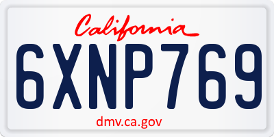 CA license plate 6XNP769