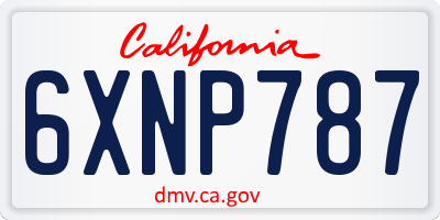 CA license plate 6XNP787