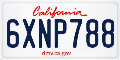 CA license plate 6XNP788