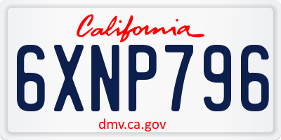 CA license plate 6XNP796