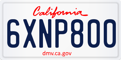 CA license plate 6XNP800