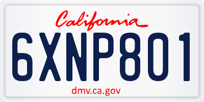 CA license plate 6XNP801