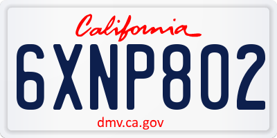 CA license plate 6XNP802