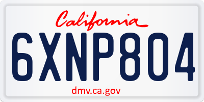 CA license plate 6XNP804