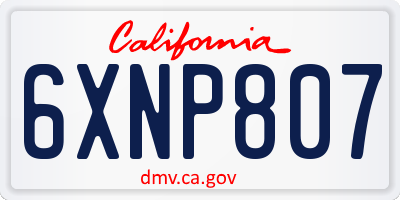 CA license plate 6XNP807