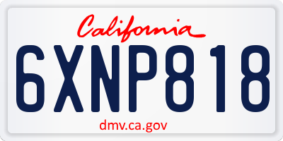CA license plate 6XNP818