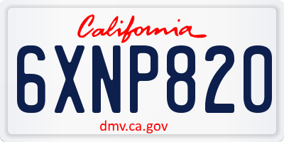 CA license plate 6XNP820