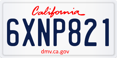 CA license plate 6XNP821