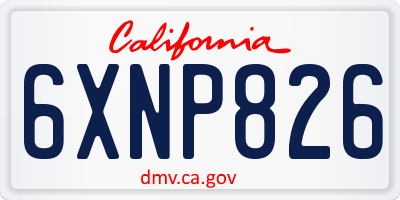 CA license plate 6XNP826