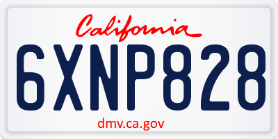 CA license plate 6XNP828