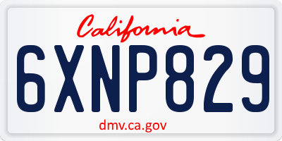 CA license plate 6XNP829